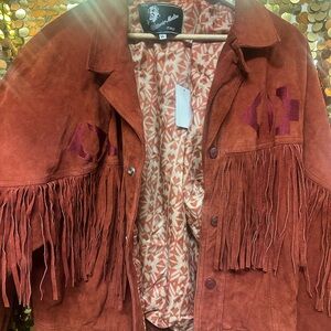 Vittorio Rust Suede Fringe Jacket